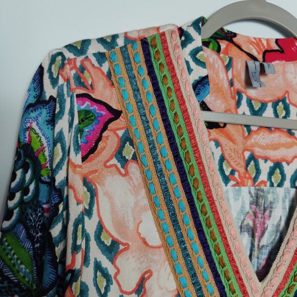 Blank London Anthropologie Sz XS Stephanie Embroidered Floral Top Boho Viscose - Picture 2 of 6